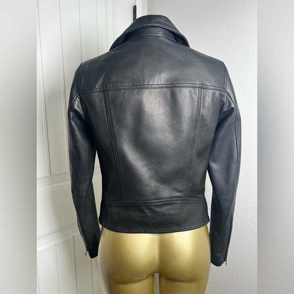 All Saints Dalby Leather Jacket Sz 2 - Picture 7 of 11